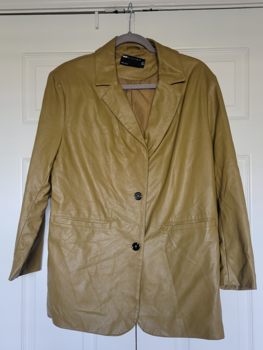 ASOS DESIGN leather look suit blazer in green
